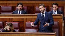 El líder del PP, Pablo Casado, durante una intervención en el Congreso.
