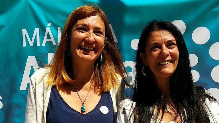 Ysabel Torralbo y Rosa Galindo, en la presentación de la candidatura de Málaga Ahora a la alcaldía de Málaga, en 2015