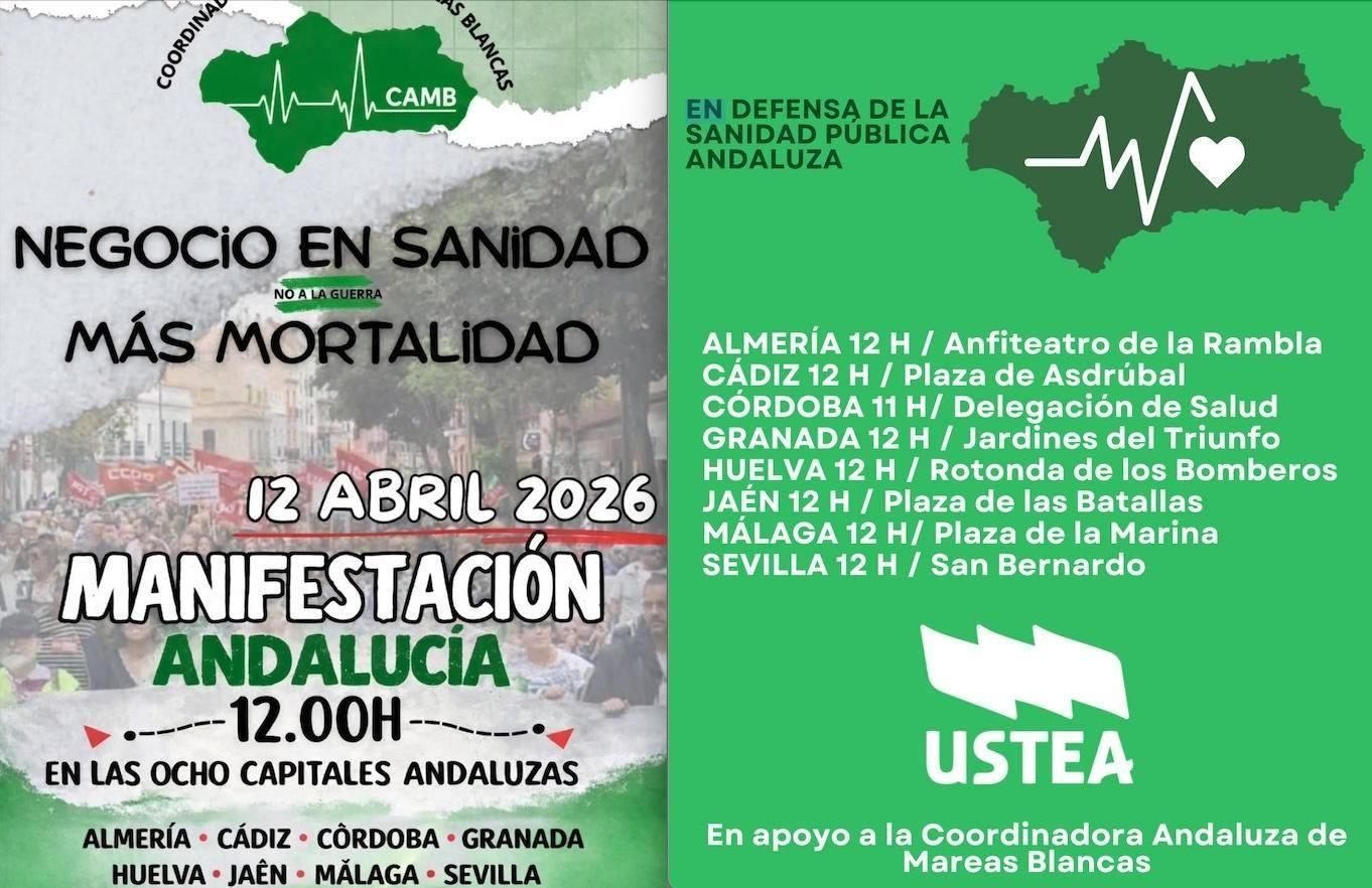 Carteles con los datos de las movilizaciones este domingo 12A en Andalucía.
