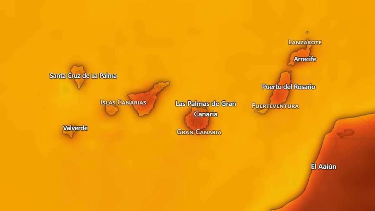 Mapa de temperaturas en Canarias para este miércoles, 8 de julio.