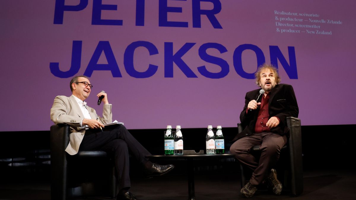 Peter Jackson junto al periodista Didier Allouch en el Festival de Cannes