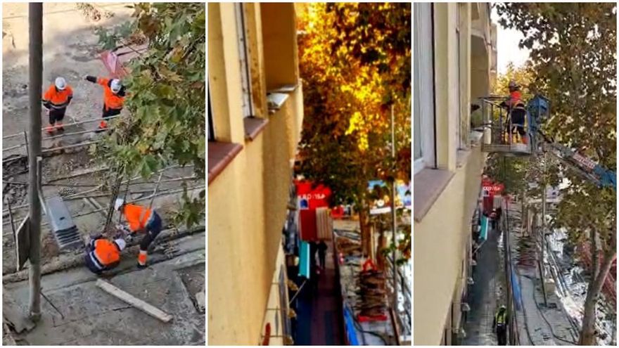 Las obras de Metro en Delicias arrojan lodo y mal olor a las fachadas: "Se ha roto una tubería y hemos manchado todo de barro"