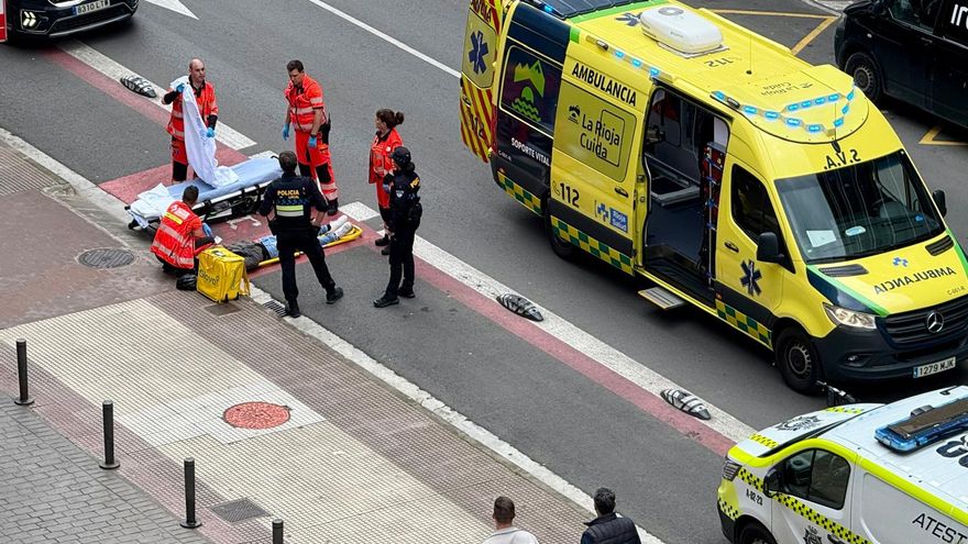 Herido un repartidor de Glovo en patinete en un accidente en la calle Murrieta de Logroño