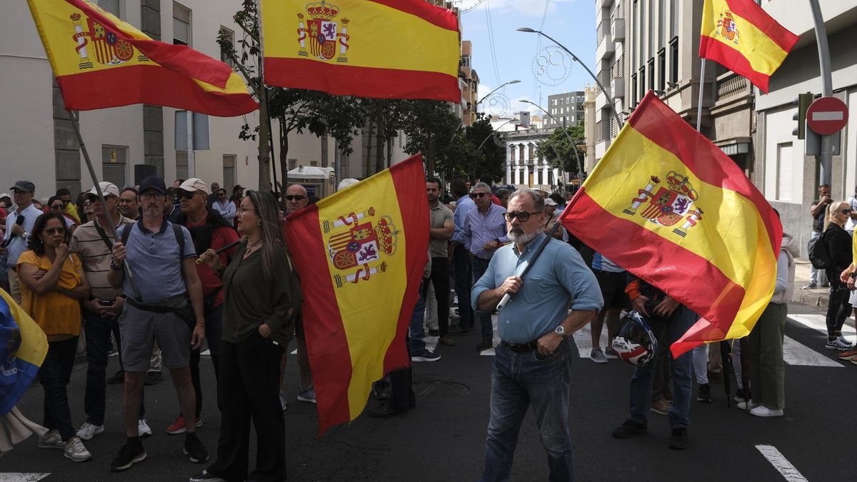 Manifestación para vincular migración a delincuencia, pese a que no hay datos. EFE/ Alberto Valdés