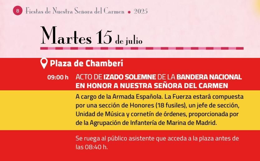 Detalle del izado de la bandera de España en el programa de fiestas de Chamberí