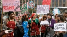 Manifestación de empleadas de hogar pidiendo salir de la economía sumergida