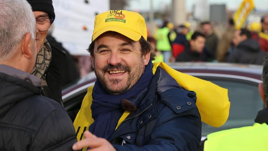Óscar Moret, en la tractorada que tuvo lugar en Zaragoza a principios de marzo.