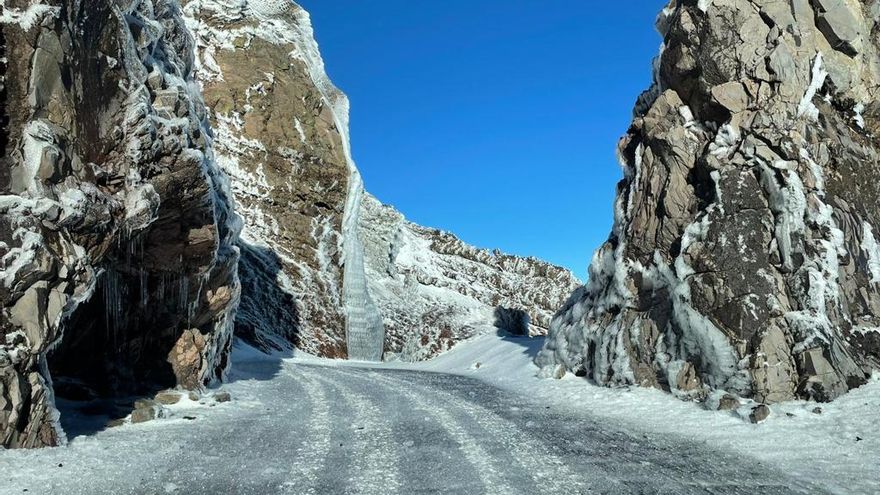 Tramo de Los Andenes de la carretera LP-4, este miércoles.