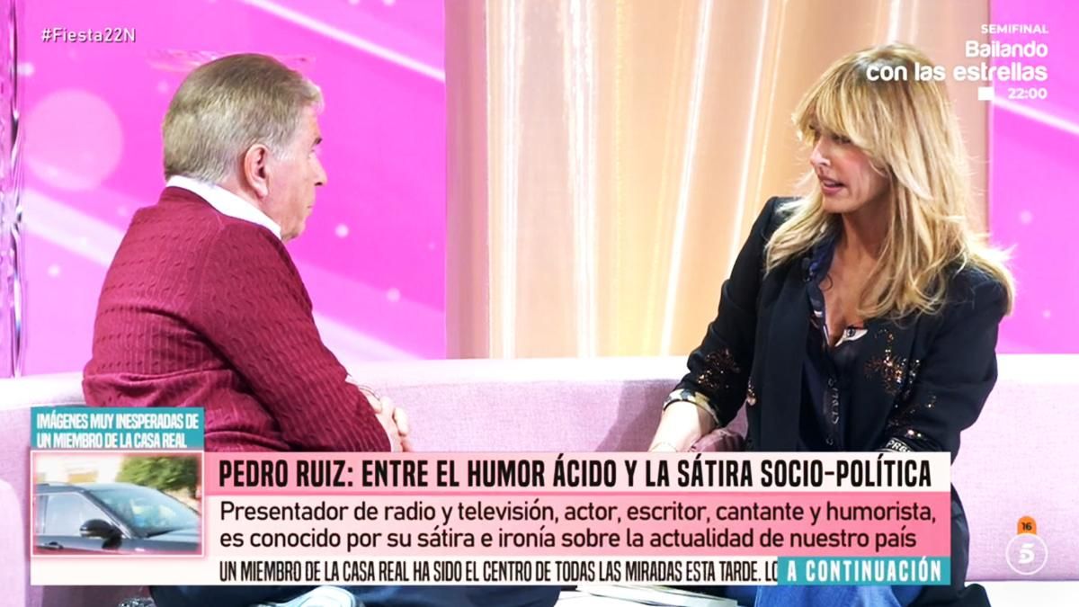 Pedro Ruiz explica por qué ha vuelto a Telecinco y Emma García se "sincera" con él: "Siempre he pensado que eras muy pedante"