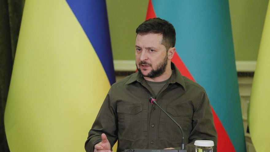 El presidente ucraniano, Volodymir Zelenski, en una comparencia el pasado 28 de abril. EFE/EPA/SERGEY DOLZHENKO