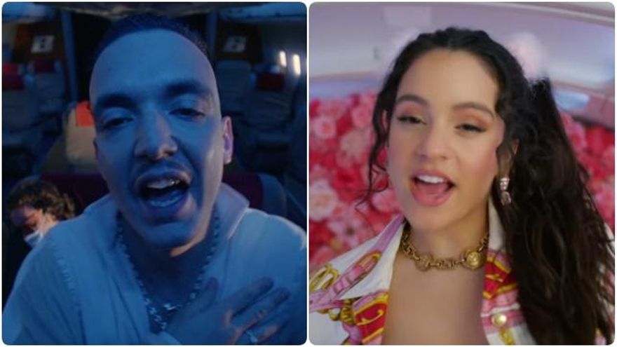 C. Tangana y Rosalía en los videoclips de 'Tú me dejaste de querer' y 'Con altura'