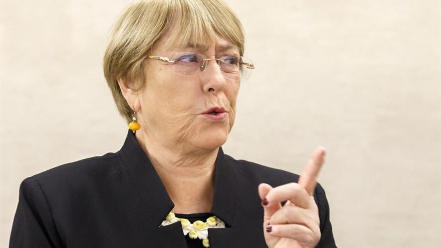 En la imagen un registro de la Alta Comisionada de las Naciones Unidas para los Derechos Humanos, Michelle Bachelet.