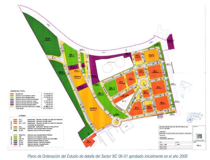 Plano del nuevo diseño urbanístico de la zona de Cantamilanos en torno a los depósitos de agua.
