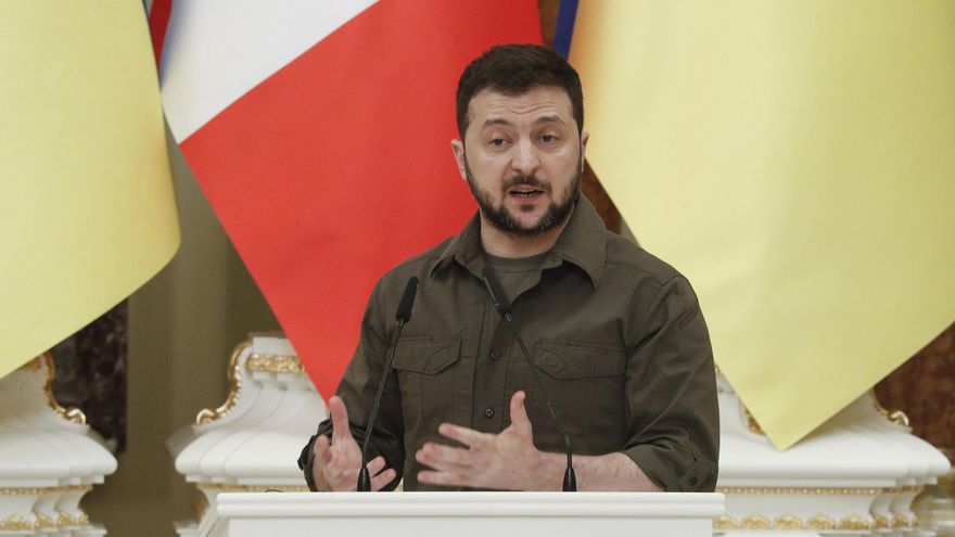 El presidente ucraniano, Volodimir Zelenski, en una comparencia en Kiev. EFE/EPA/SERGEY DOLZHENKO