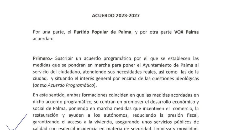 Eliminación del IBI a casas okupadas, más policía y retroceso del catalán: PP y Vox llegan a un pacto en Palma