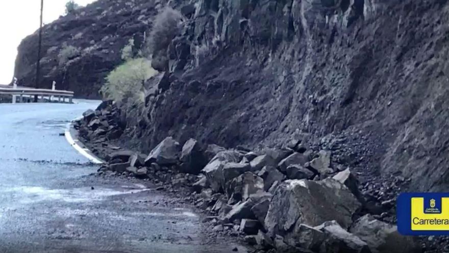 Desprendimiento de rocas y barro tras las lluvias de este miércoles en Gran Canaria