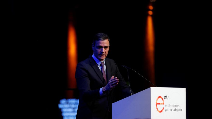 El presidente del Gobierno, Pedro Sánchez, interviene en la octava edición del Congreso Anual de Multinacionales por marca España que este año lleva por título "España: nuestro valor diferencial". EFE/Juan Carlos Hidalgo