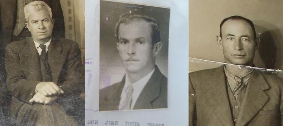 Juan Ramírez, Manuel Rodríguez y Juan Yusta, canarios exiliados en el barco de Neruda. (Fotos cedidas por Ana Calero).