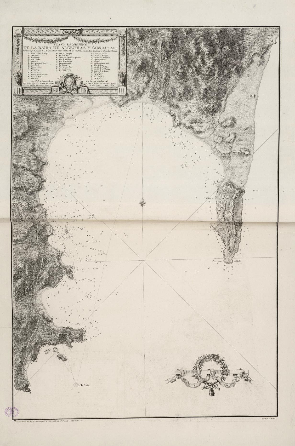 Representación del peñón de Gibraltar, ya bajo soberanía británica, una plaza que la Marina española asedió entre 1778 y 1783: fue una de las primeras acciones de guerra del piloto Bauzà.