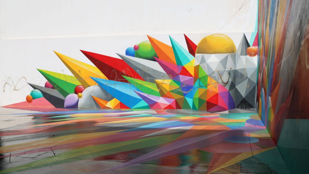 El mural de Okuda San Miguel en Sant Antoni.