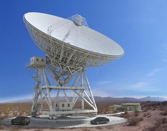 Render del radiotelescopio terminado.