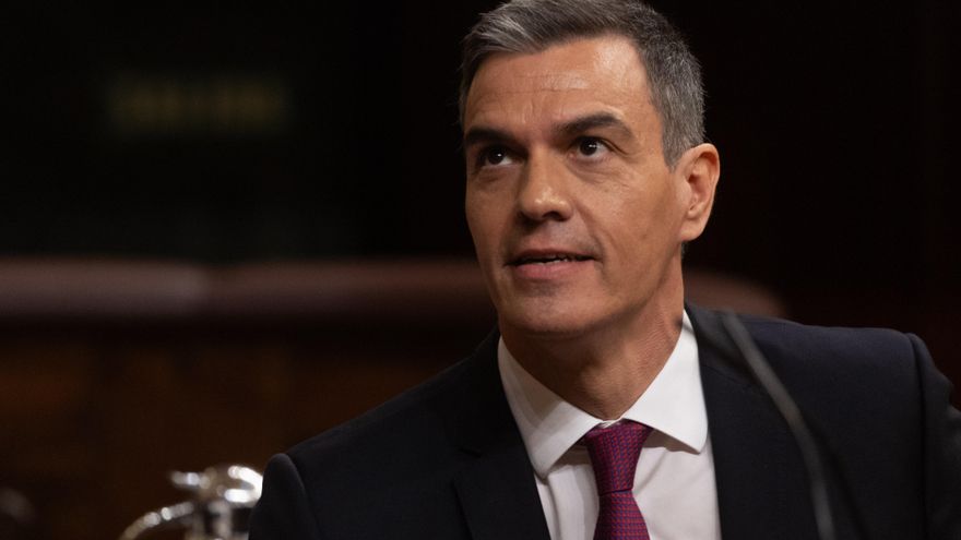 El presidente del Gobierno, Pedro Sánchez, durante una sesión plenaria, en el Congreso de los Diputados