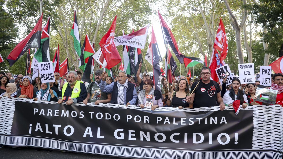 Manifestación en apoyo a Palestina en Madrid el 15 de octubre de 2025