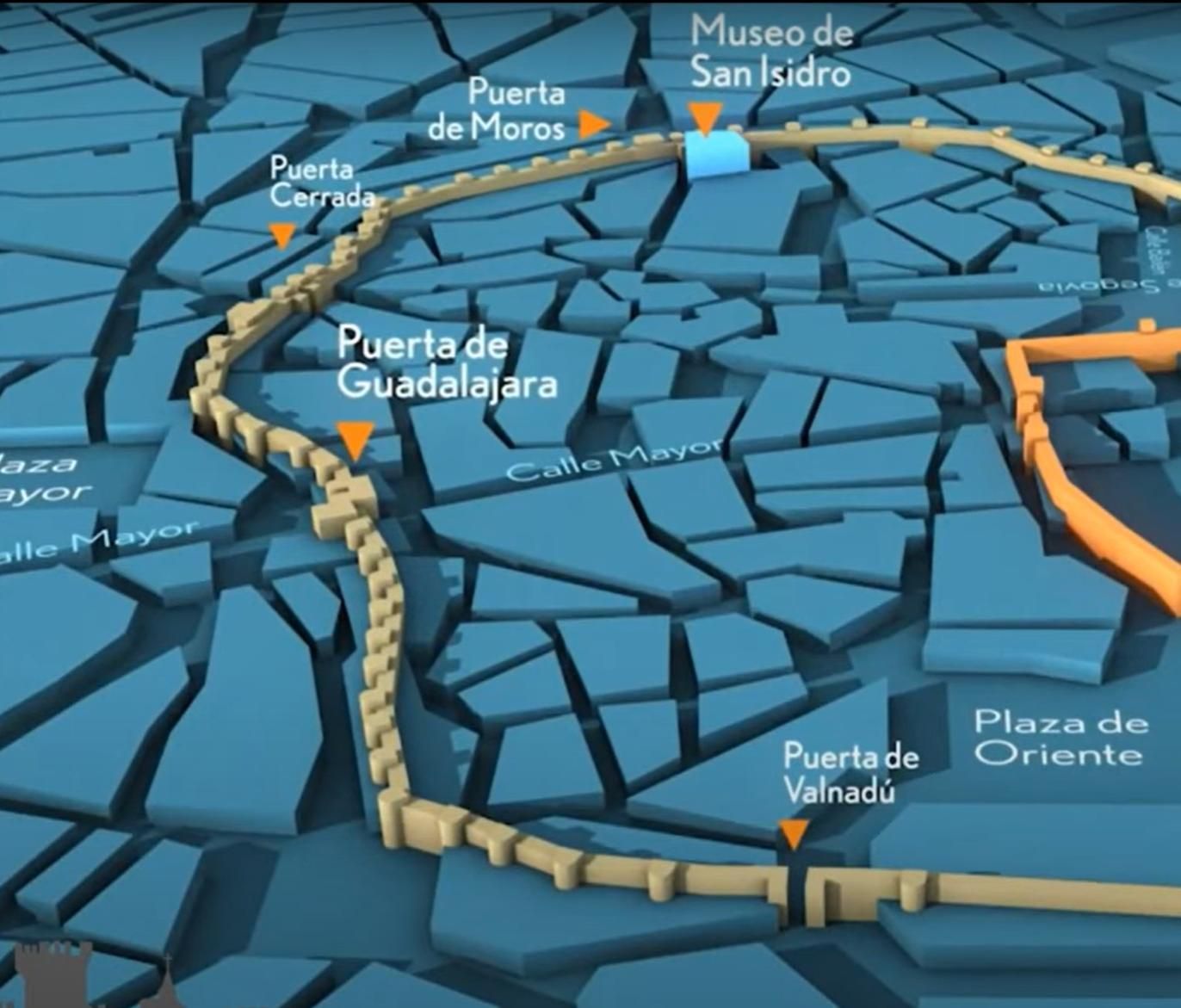Trazado de la antigua muralla de Madrid y sus diferentes puertas