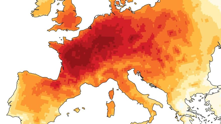 El mes de junio, que estuvo marcado por una ola de calor en Europa, fue el más cálido desde que hay registros en la parte occidental europea y el segundo más caliente a nivel global. EFE/ European Union, Copernicus Climate Change Service Data.