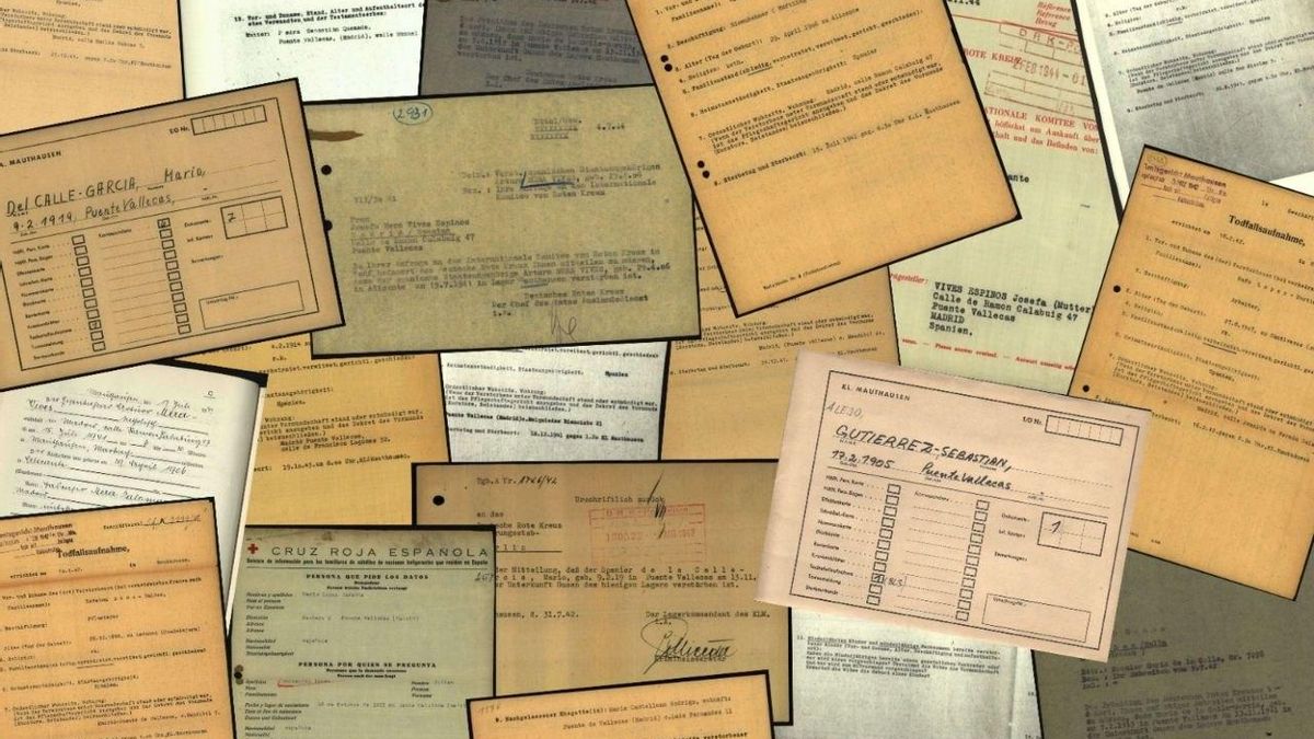 Padrón y otra documentación identificativa de varias víctimas de campos nazis originarias de Vallecas en los Archivos Arolsen.