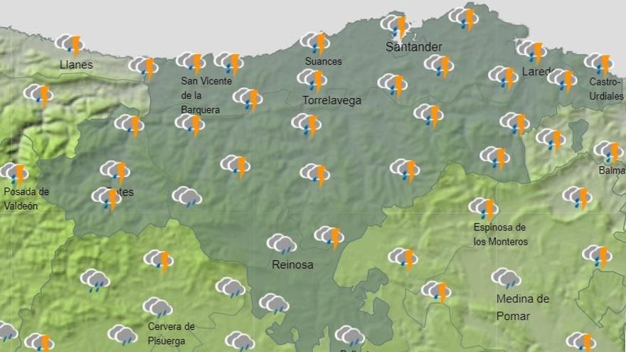 Previsión meteorológica en Cantabria para este martes, día 17: Lluvias y vientos fuertes y posibles tormentas
