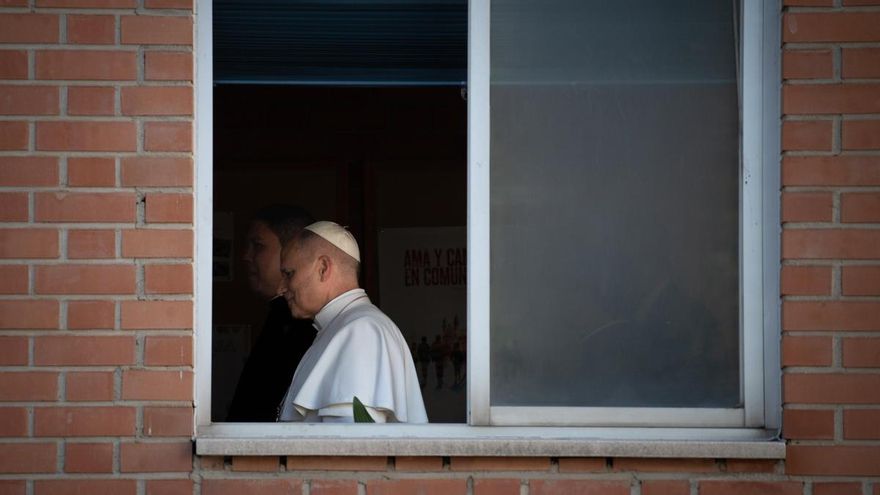 El Papa León XIV durante su visita a CEDIA, en Madrid, a 6 de junio de 2026