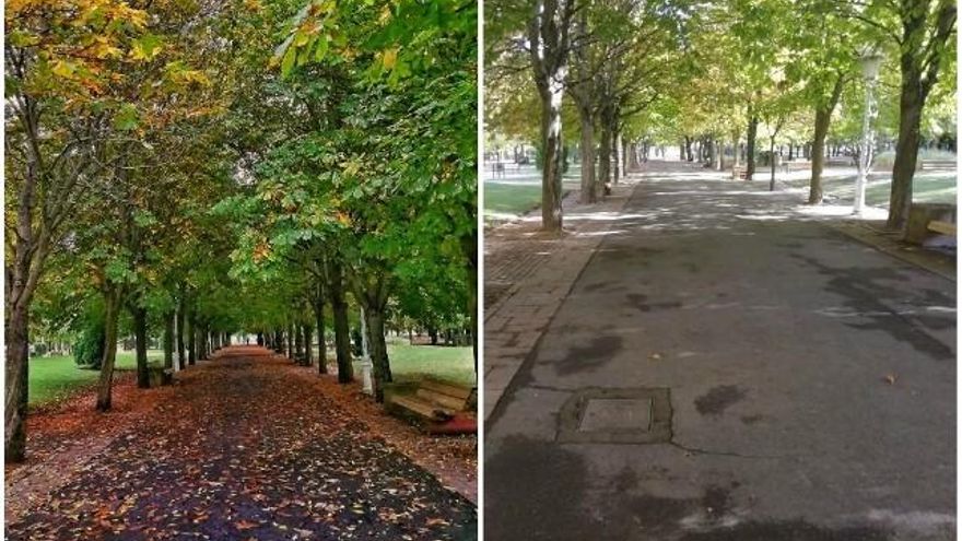 Antes y después de un parque de León, el del Polígono 10.