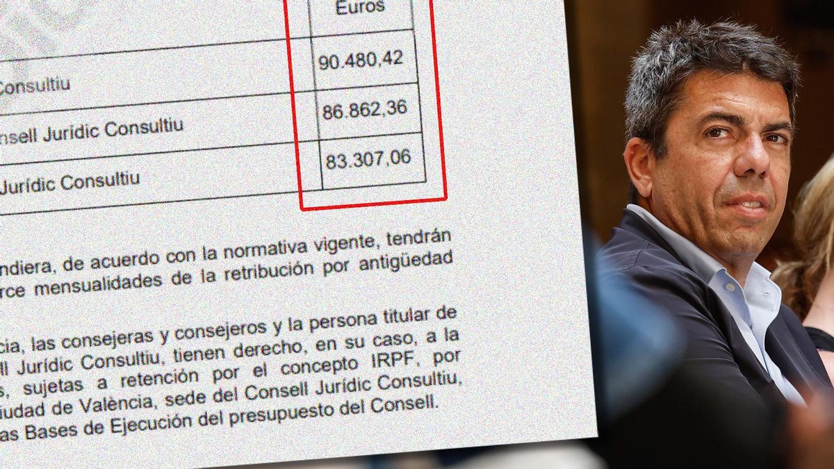 El sueldo de Mazón si dimite alcanzaría los 94.000 euros al sumar el complemento de alto cargo y de residencia