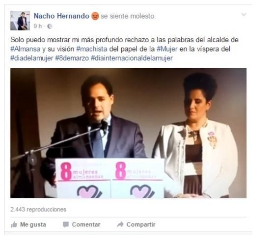 Nacho Hernando critica las palabras del alcalde de Almansa
