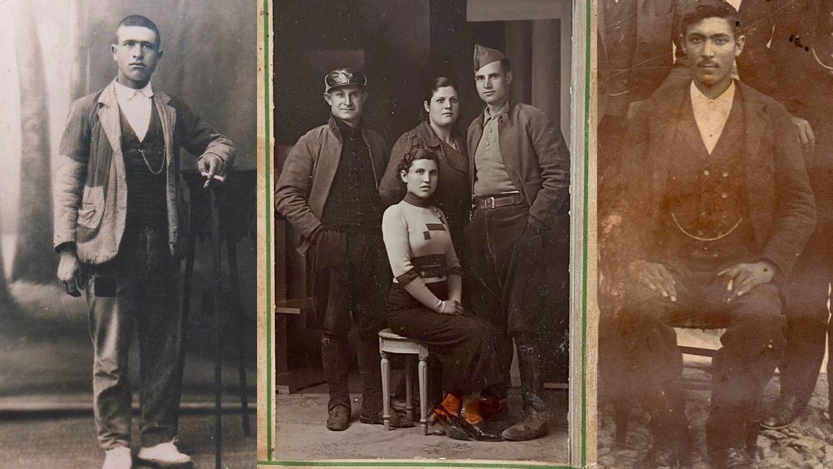 Silvestre Navarro Sánchez, Manuel Sesé Mur (dcha) con sus hermanos y Martín González Volante.