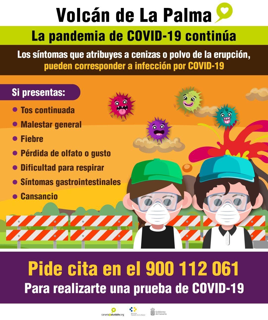 Cartel sobre los síntomas de las cenizas.