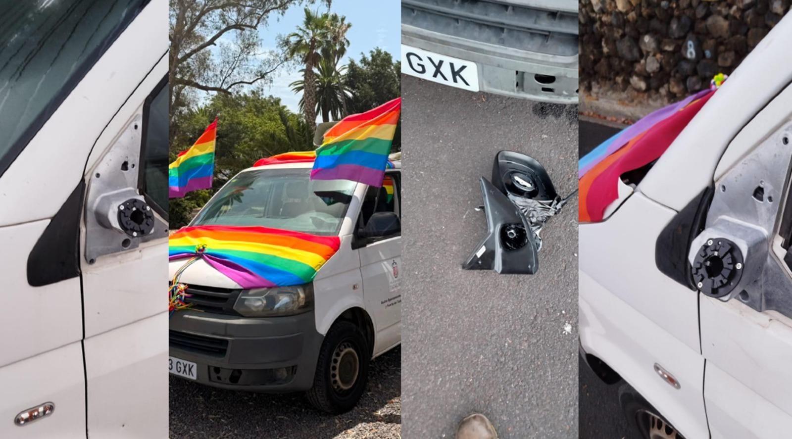 Revientan el vehículo municipal de anunciaba el ‘Orgullo’ en La Palma.