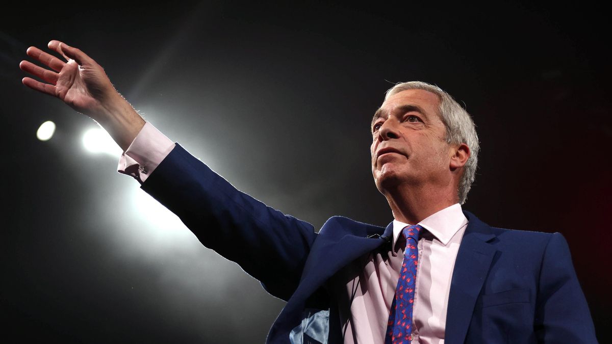 Nigel Farage, líder de Reform UK, en el congreso anual del partido en Birmingham.