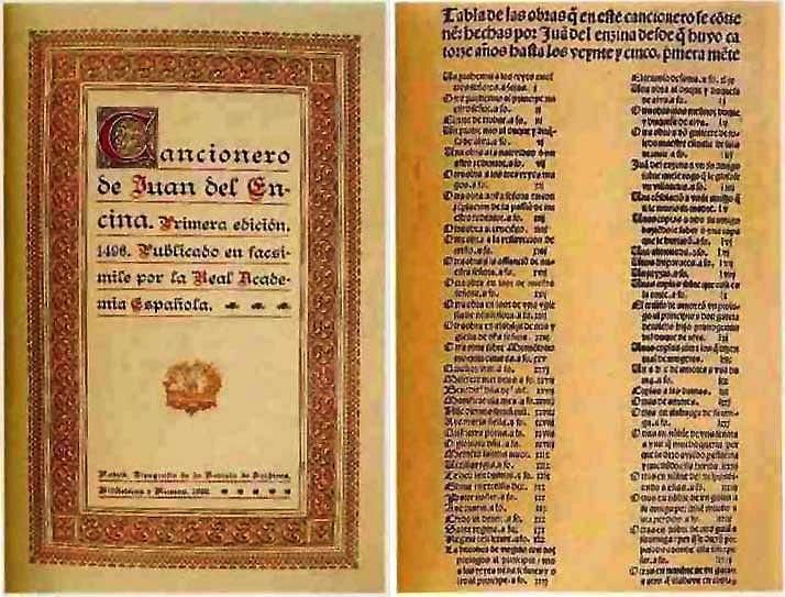 Facsímil del cancionero de Juan del Enzina de 1496.