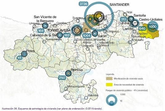 Mapa de la estrategia de vivienda del borrador del PROT.