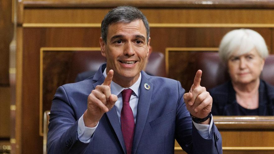 El presidente del Gobierno, Pedro Sánchez, interviene durante una sesión plenaria en el Congreso de los Diputados.