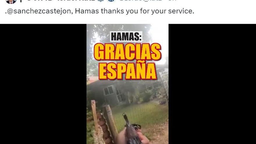 Israel critica a Sánchez en un vídeo que mezcla flamenco y terroristas: "Hamás agradece sus servicios"