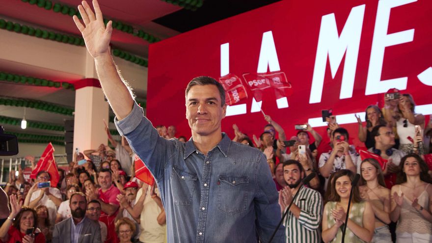 Pedro Sánchez, durante el acto de este domingo en Dos Hermanas (Sevilla)