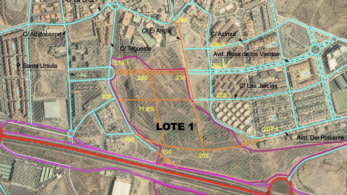 Ubicación de los terrenos que serán reclasificados a suelo urbanizable en Adeje, sur de Tenerife