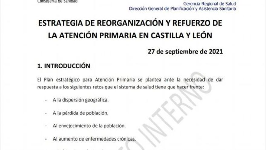 Documento interno de la Consejería de Sanidad. eldiario.es