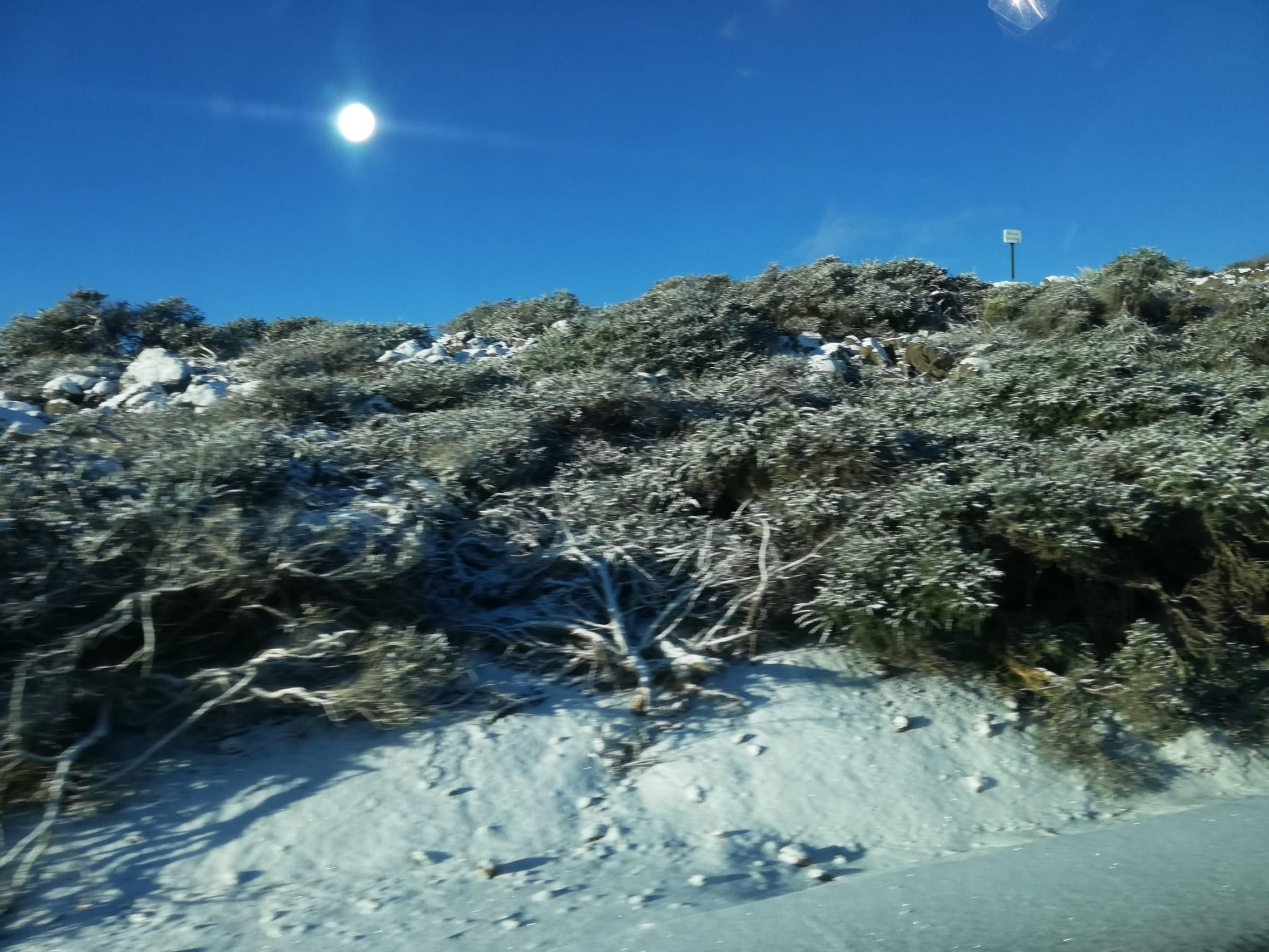 Nevada en las cumbres de La Palma,  este sábado.