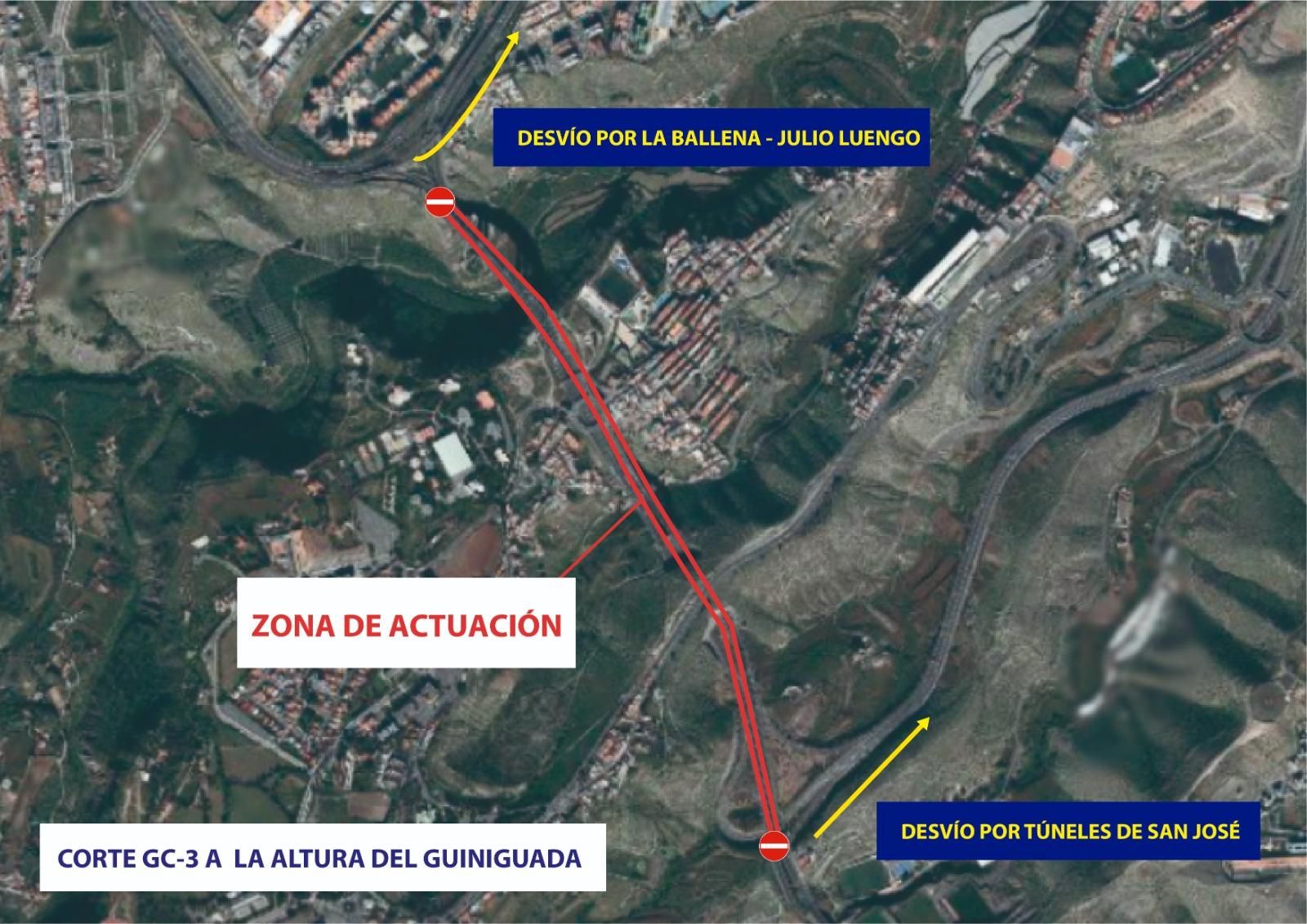Zona de actuación señalada en rojo.
