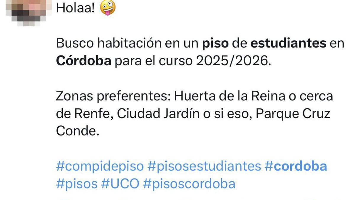 Anuncio en Facebook buscando piso de estudiantes