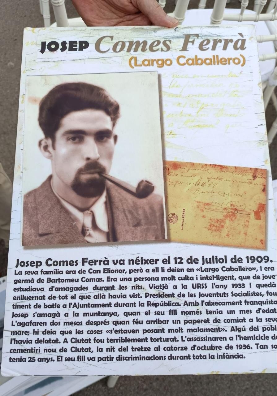 Una de las pocas fotografías que se conservan de Josep Comes, exhibida durante el homenaje celebrado a finales de septiembre en el cementerio de Palma en memoria de las víctimas del golpe militar de 1936, la guerra civil y la represión franquista